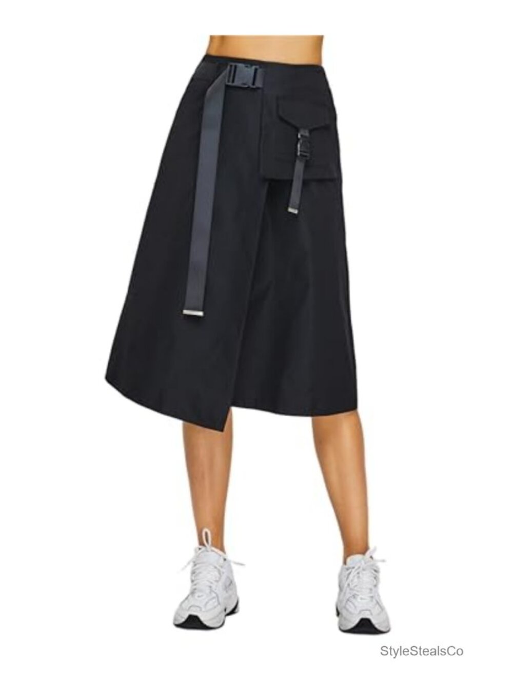 High Waist Cargo Midi Skirt A-Line Irregular Flared Hem Women's Work Wear